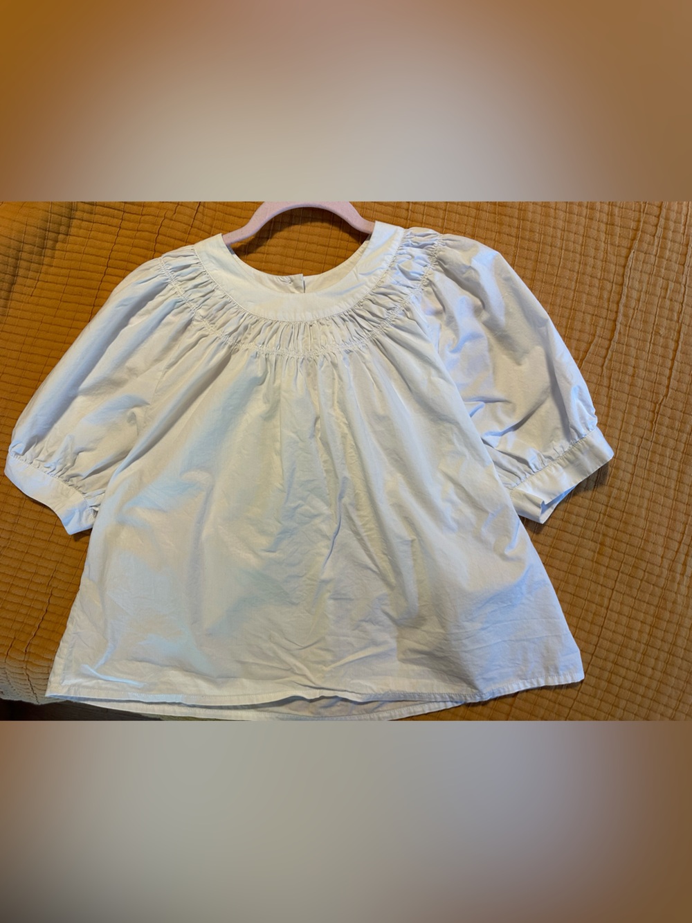 J. Crew White Cotton Puff Sleeve Blouse